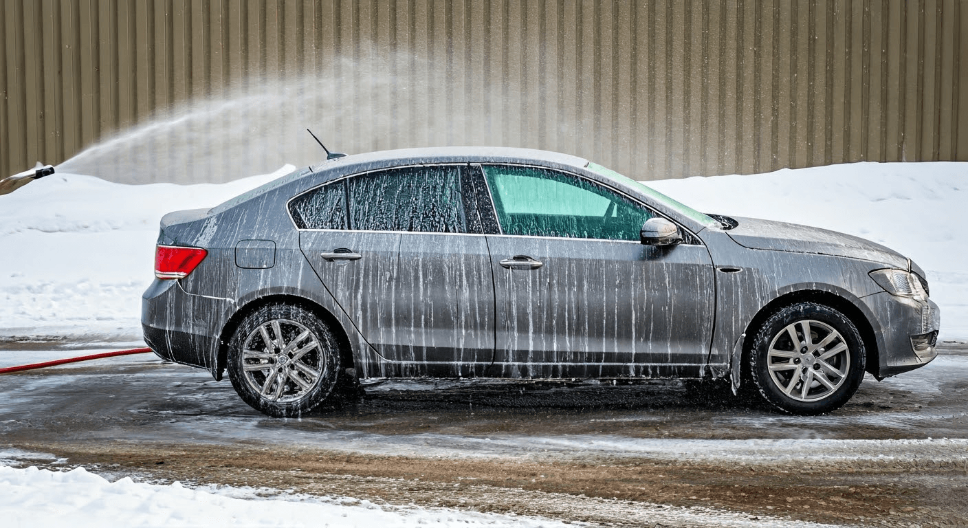 Winter salt removal from a car